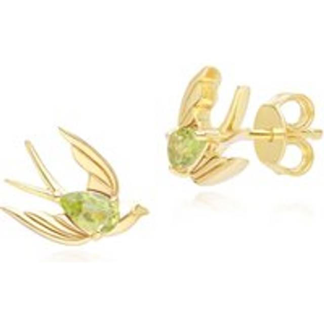 ECFEW™ Creator Peridot Hummingbird Stud Earrings in Gold Plated Sterling Silver