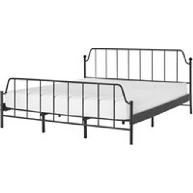 Modern Minimalist eu Super Kings Size Bed Frame Metal Poplar Wood Slats Black Mauressac