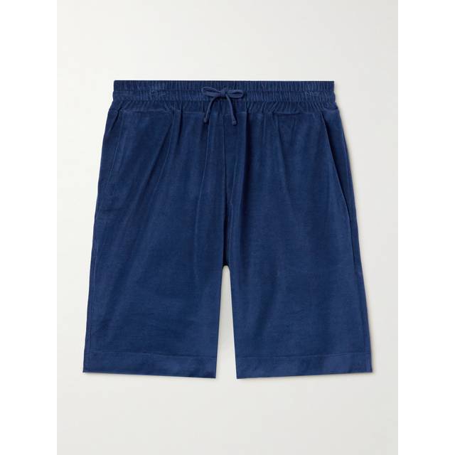 Loro Piana - Straight-Leg Cotton and Silk-Blend Chenille Drawstring Bermuda Shorts - Men - Blue - L