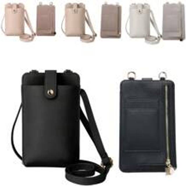 I den lilla läderaxelväska Crossbody-väska Mobilplånbok Lättvikts Crossbody-handväskor L Dragkedja Mobiltelefonväska Dragkedja Design Mobiltelefonplån - Multifärgad (svart,Vindklocka grå,aprikos,Aprikos rosa)