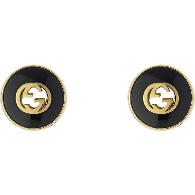Gucci Womens Yellow Gold Interlocking-g 18ct Yellow-gold and Onyx Earrings 1 Size - YELLOW GOLD