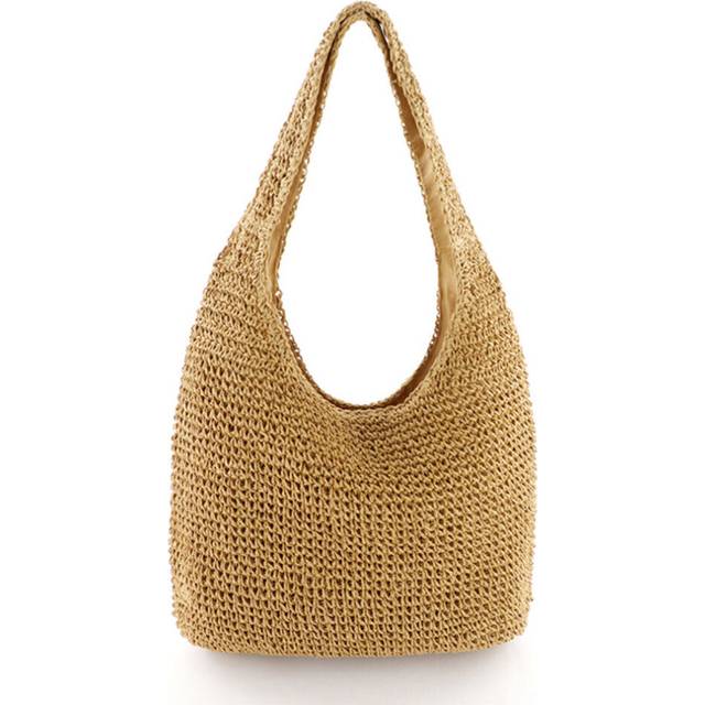 Fashion Women Solid Color Underarm Bag Beach Vacation Straw Woven Handbag Ladies Casual Large Capacity Shoulder Bag