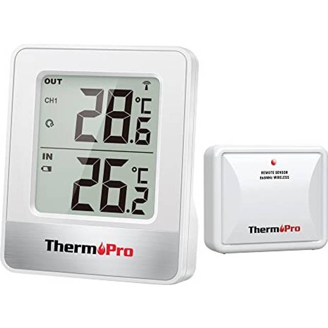 TP200C Indoor Outdoor Thermometer Wireless, Greenhouse Thermometer with Temperature Sensor Up to 150m, Outdoor Thermometers for Patio Garden Cellar