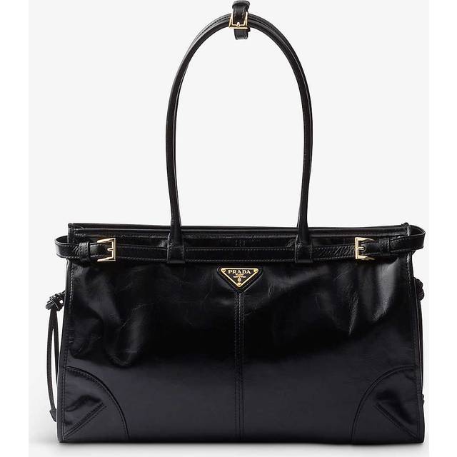 Prada Black Logo-plaque Large Leather Top-handle Bag 1 Size - BLACK