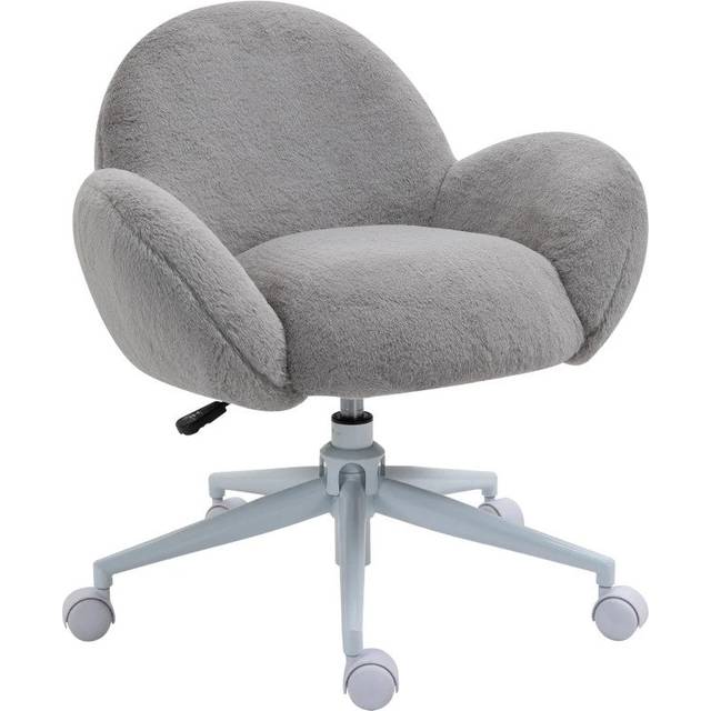 ProperAV Extra Fluffy Leisure Adjustable Swivel Mid-Back Office Chair with Wheels (Grey)