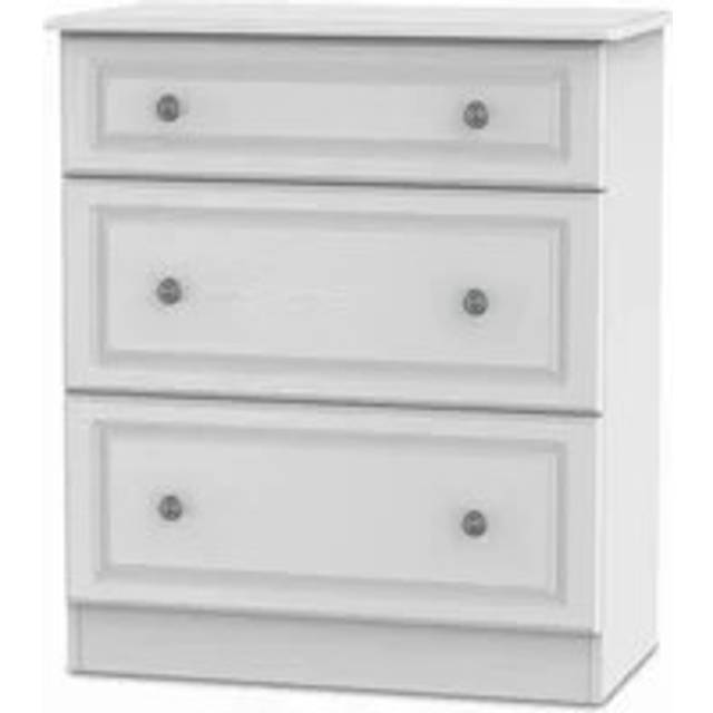 Welcome Pembroke White Ash 3 Drawer Deep Low Chest of Drawers Assembled