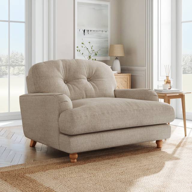Martha Faux Linen Snuggle Chair - Slub Faux Linen Mole