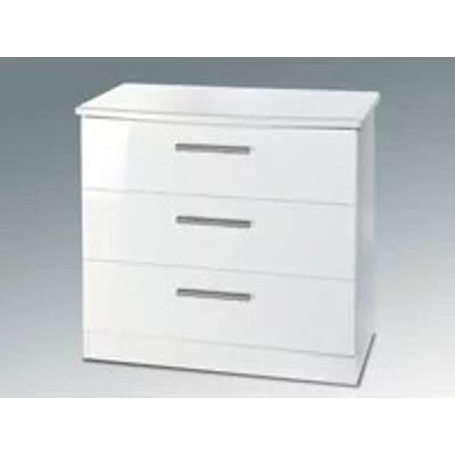 Welcome Knightsbridge White High Gloss 3 Drawer Low Chest of Drawers Assembled