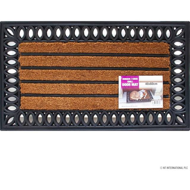 MantraRaj Rubber And Coco Grill Doormat 40 X 60cm Non Slip Floor Entrance Door Mat Indoor Outdoor Rug Matting