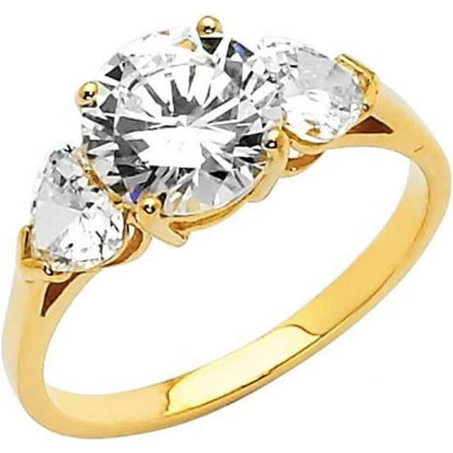 Precious Stars Jewelry 14k Yellow Gold 2ct TGW Round-cut Diamonette Engagement Ring