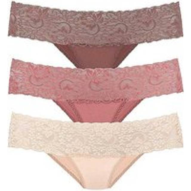Vivance Pack of 3 Wide Lace Waistband Brazilian Briefs - Berry Multi