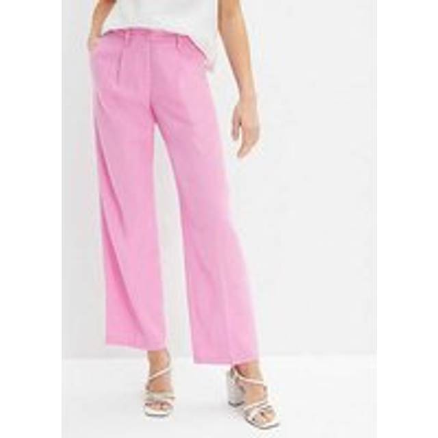 bonprix Linen Blend Trousers - Pale Pink
