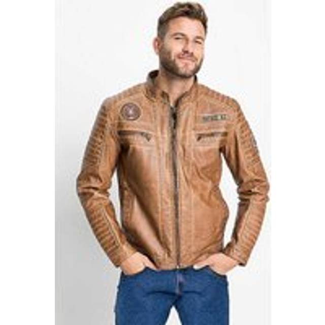bonprix Faux Leather Biker Jacket - Light Brown