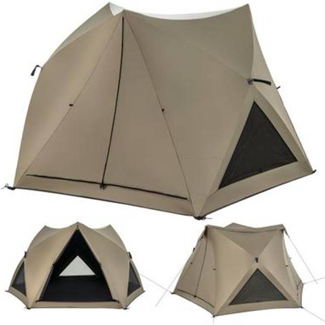 Costway Olive Green 6 Sided Family Tent with Rainfly and Skylight - 116 x 19 x 19cm