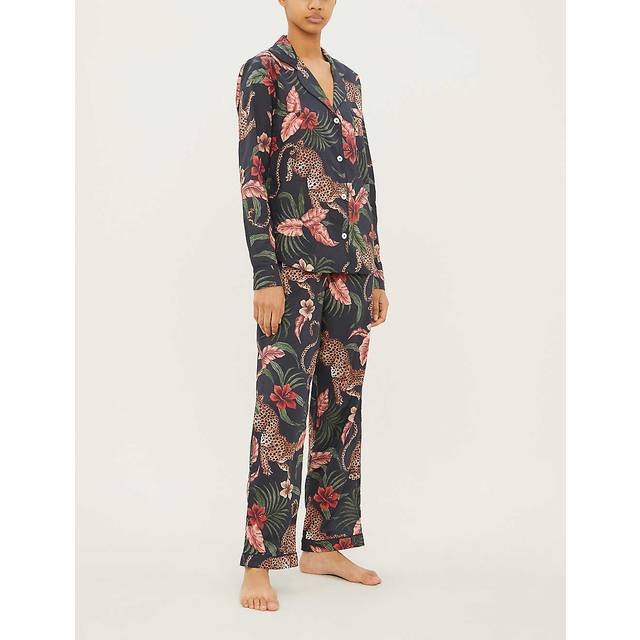 Desmond and Dempsey Womens Vy Soleia Cotton Pyjama Set Xs - NAVY