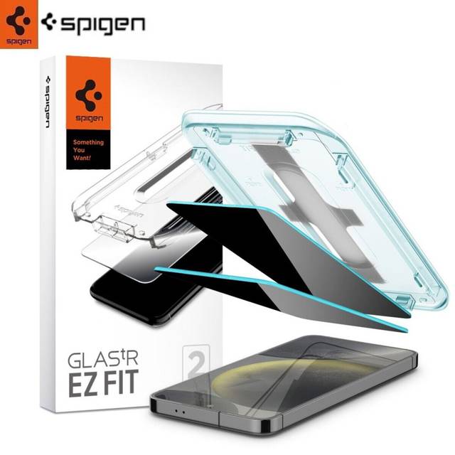 Spigen Glas.tR EZ Fit Skärmskydd kompatibel med Samsung Galaxy S25 Plus, Galaxy S24 Plus, 2 Stycken, med Sjabloon voor Installatiem, Anti-Spy, Reptålig, Case friendly, 9H härdat glas