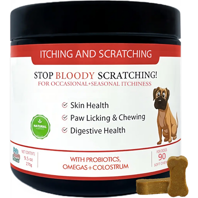 Itching and scratching dog treats for skin, licking, chewing, seasonal (natural herbal)