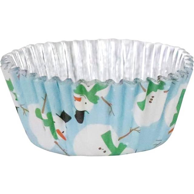 Snowman Foil Lined Cupcake Cases x 30 - Yellow/Green
