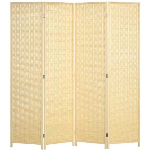 HOMCOM 4 Panel Folding Room Divider 170cm Wall Privacy Screen Protector Natural