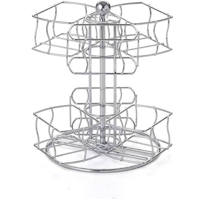 Nifty Tea Bag Spinning Carousel - 6 Compartments  Up to 60 Tea Bags Storage  Spins 360-Degrees  Lazy Susan Platform  Modern Chrome Design  Home or Off
