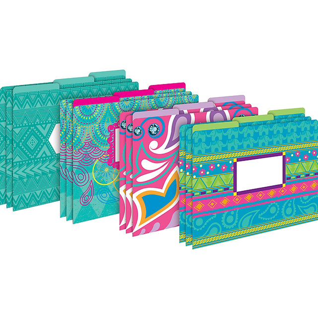 BARKER CREEK Bohemian File Folders on 14pt Stock  Set of 12  Letter Size  1/3 Cut Tabs  Home  School and Office Supplies (2002)