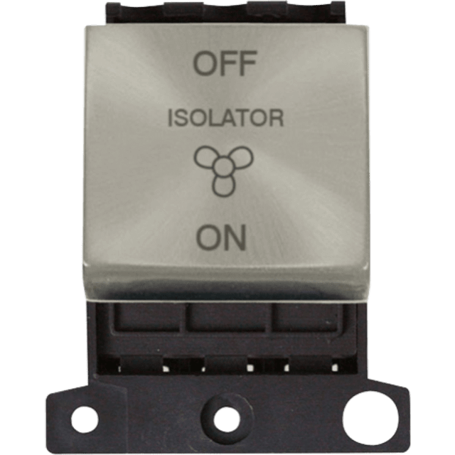 Click Scolmore MiniGrid 10A 3 Pole Fan Switch Module Satin Chrome - MD020SC