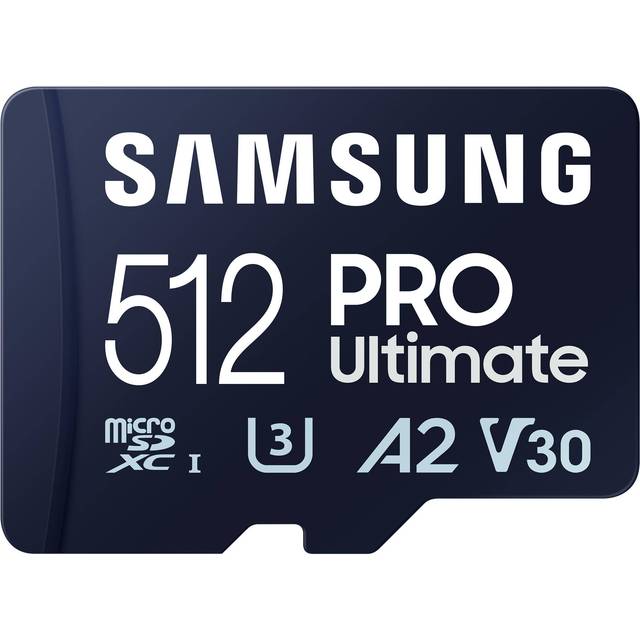 Samsung PRO Ultimate microSD-kort SD-adapter, 512 GB, för smartphones, drönare och actionkamera, UHS-I U3, 200 MB/s läsning, 130 MB/s skriv,‎ MB-MY512SA/WW
