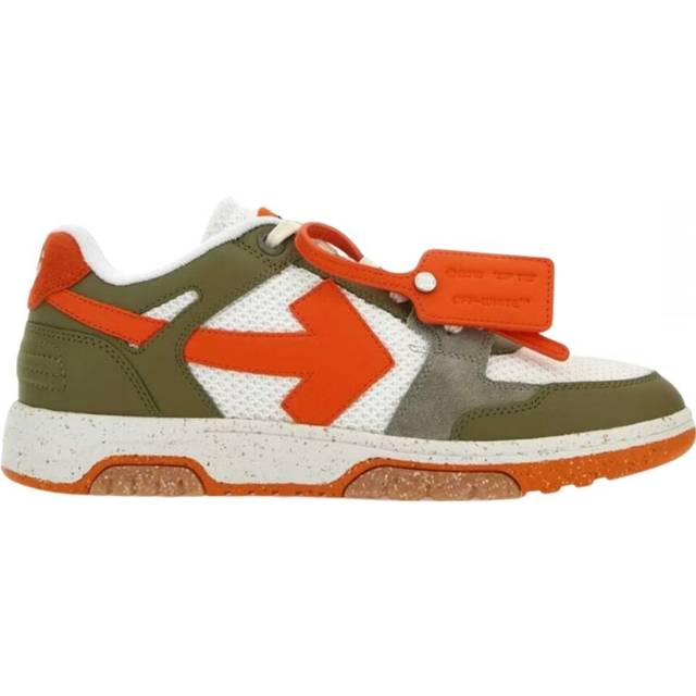 Off-White Mens Out Of Office Slim Green Comb Leather Sneakers - Size UK 7