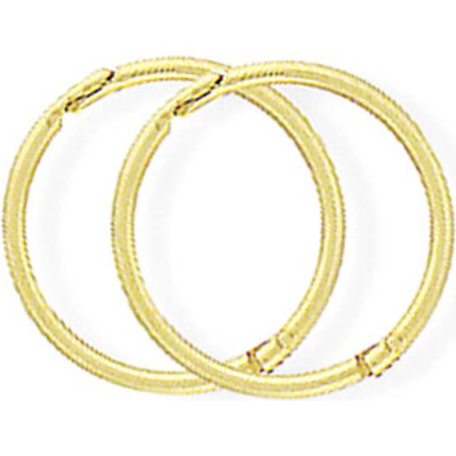 Jewelco London 9ct Yellow Gold 1mm Gauge Thick Hinged Sleeper Hoop Earrings 12mm - SENR02953