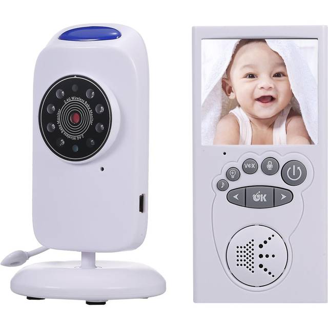 White Wireless Audio Baby Monitor Digital Video Baby Monitor 2.4-inch Color Tft With 5 Lullabies Infrared Night Vision Two-way Talk Back Vox Mode Temp