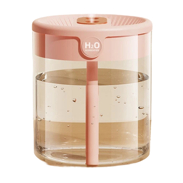 moresk-New 2L Double Spray Humidifier Atomizer USB Large Capacity Home Mute Bedroom Office Night Light Humidifier Pink