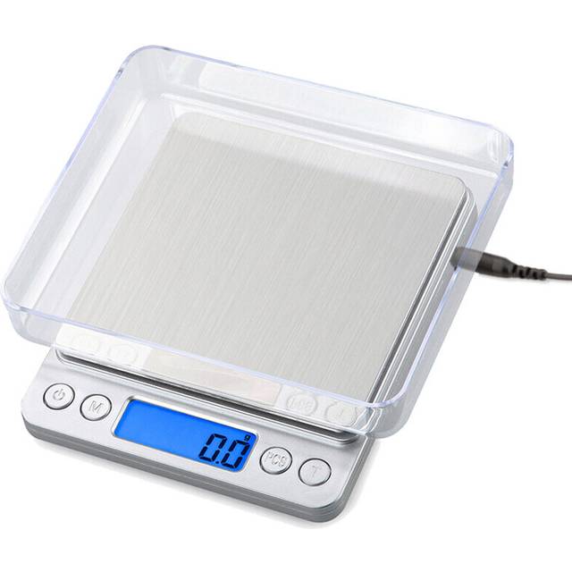 Mini Electronic Kitchen Scale 0.1g Precision postal Food Diet scale for Cooking Baking Measure Tools  with 2 trays silver & gold