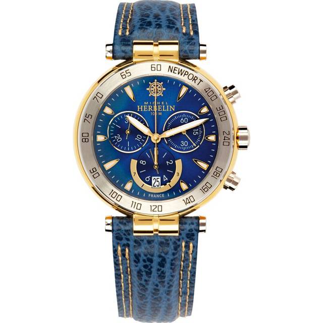 Herbelin 37654T35 Newport Originals Chronograph Blue Leather Strap Watch - W03132