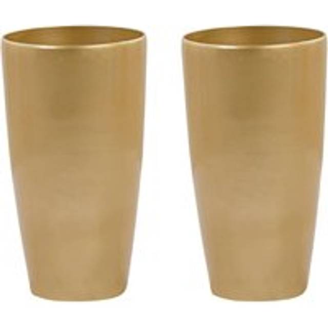 Beliani Set Of 2 Plant Pots Tseria 32cm Gold, Gold
