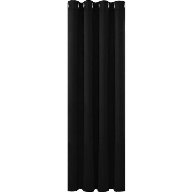 "Deconovo Solid Curtain Blackout Curtain Material Curtain Eyelet Blackout Thermal Insulated Ring Top Curtain for Bedroom 52"" x 54"" Black 1 PANEL"