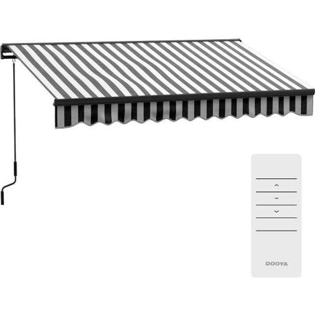 Outsunny 3x2m Electric Retractable Awning - Grey & White, Grey