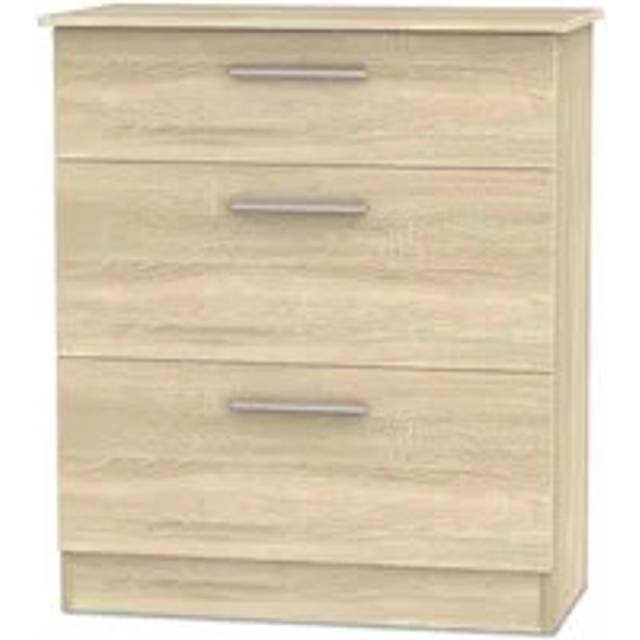 Welcome Contrast 3 Drawer Deep Low Chest of Drawers Assembled