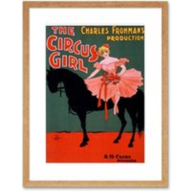 Wall Art Print Vaudeville Circus Girl Artwork Framed 9X7 Inch - Beige - W7 inch x H9 inch