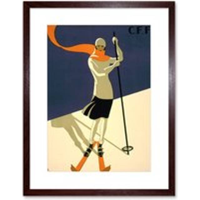 Wall Art Print St Croix Switzerland Alpine Skiing Artwork Framed 9X7 Inch - Brown - W7 inch x H9 inch