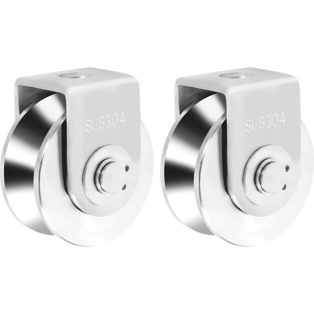 2Pcs 2 Inch V Type Pulley Roller 304 Stainless Steel Sliding Gate Roller Wheel Bearing for Material Handling and Moving
