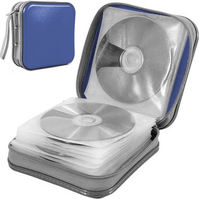 40 Capacity CD Case, Hard Plastic DVD Case Portable Zipper CD Case Holder Large Storage Disc Wallet Bag