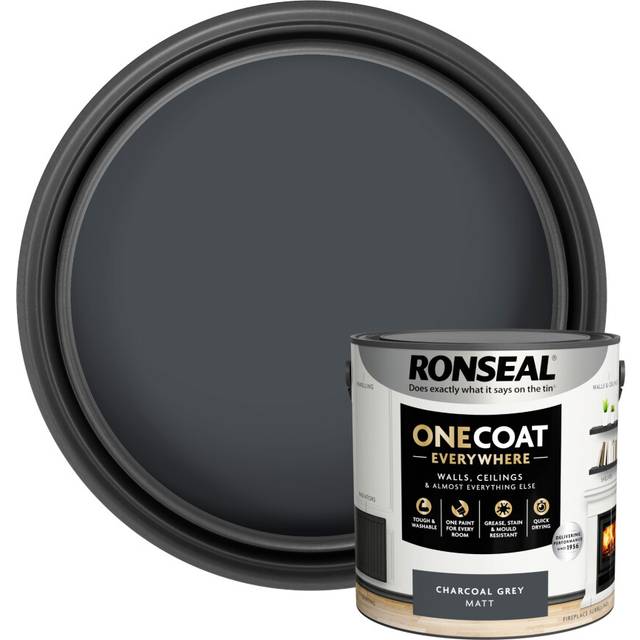Ronseal One Coat Everywhere Paint Charcoal Grey Matt 2.5L, Grey