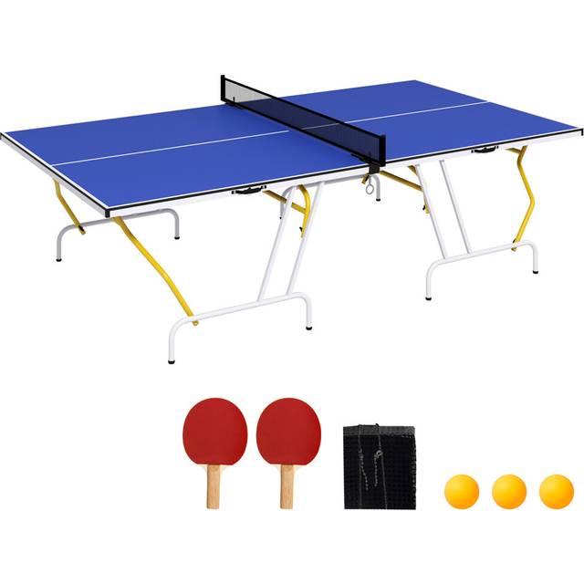 SPORTNOW 9FT Foldable Table Tennis Table with Cover - Blue, Blue