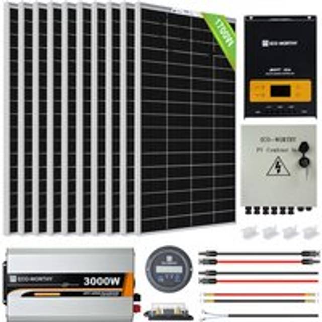 ECO-WORTHY 1560W Bifacial Solar Panel Kit with 3000W 24V Pure Sine Wave Solar Inverter and 60A Solar Charge Controller for Shed Cabin Home Garden