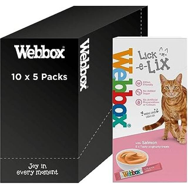 | Lick-e-Lix, Salmon Cat Treats | Tasty and Nutritious, Kitten Friendly | Wheat and Grain Free, No Artificial Preservatives or Colours (10 x 5 Packs)