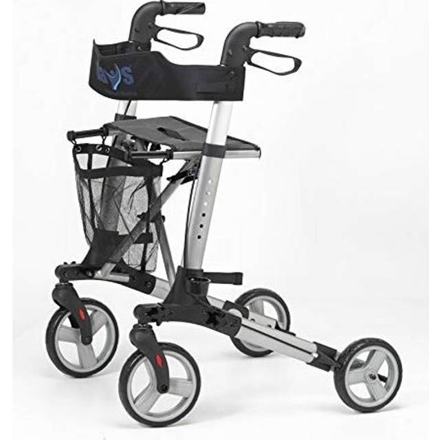 Days Deluxe Lightweight Folding Four Wheel Rollator, Rollator, Easy Storage and Travel, Carry Bag, Mobility Aids, Adjustable Seat Height 55 cm