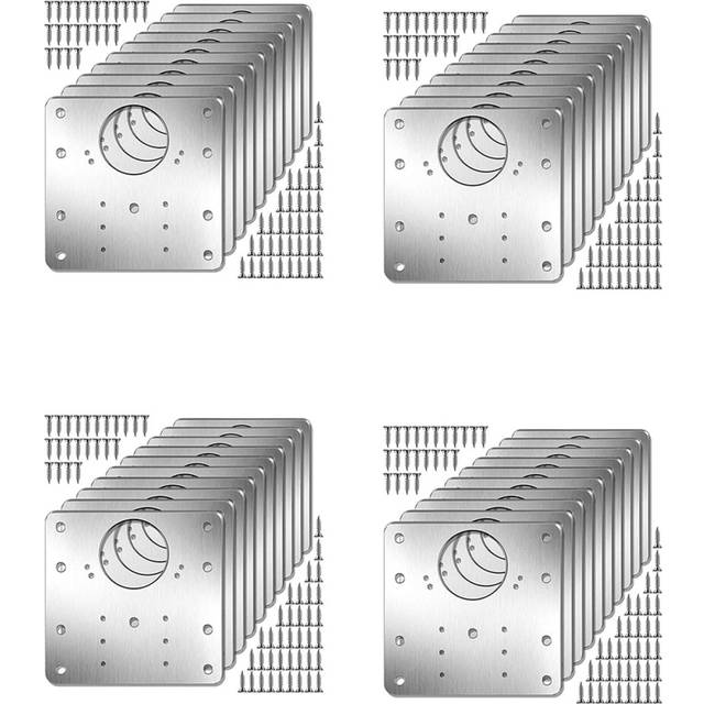 40Pcs Cabinet Hinge Repair Plate Kit Kitchen Cupboard Door Hinge Mounting Plate with Holes Flat Fixing Brace Brackets