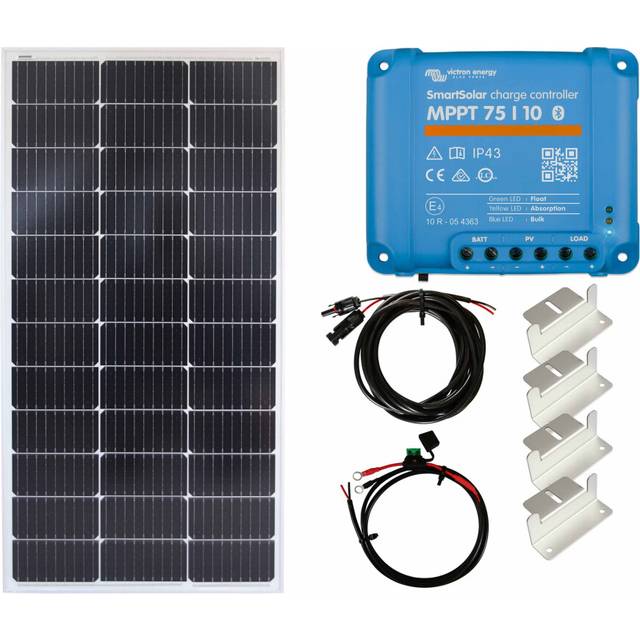 100w Mono Solar Panel Kit Battery Charging MPPT Controller Z Brackets with Mounting Brackets and Cables