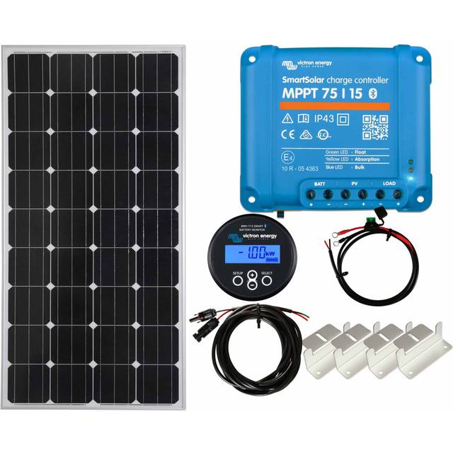 150w Mono Solar Panel Kit Battery Charging MPPT Controller Monitor Z br with Mounting Brackets and Cable