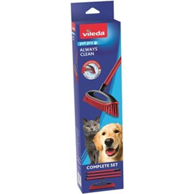 Vileda Pet Pro Always Clean Rubber Broom, Red